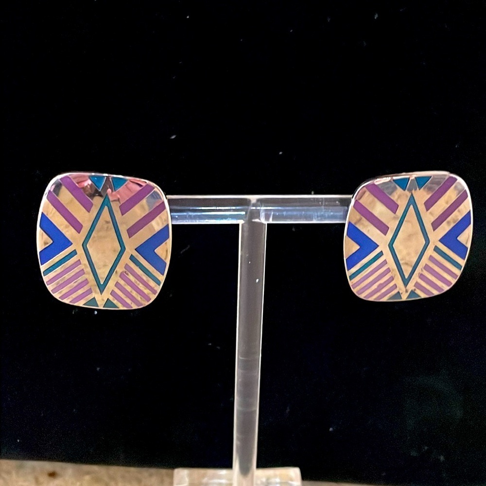 Laurel Burch Quintessence Geomtric post pierced earrings